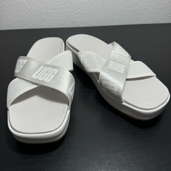 UGG Women's Emily Mesh Cross Slide Sandals - White Mesh 8.5M NWOT - Picture 3 of 10